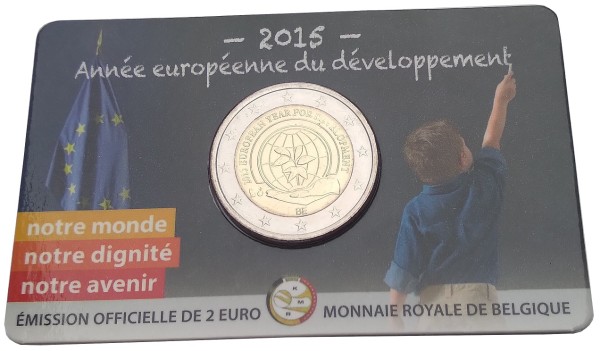Belgien 2 Euro Jahr der Entwicklung 2015 Stempelglanz in Coincard