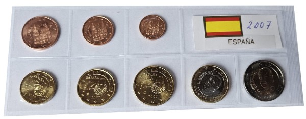 Spanien 3,88 Euro Kursmünzensatz 2007 lose Bankfrisch