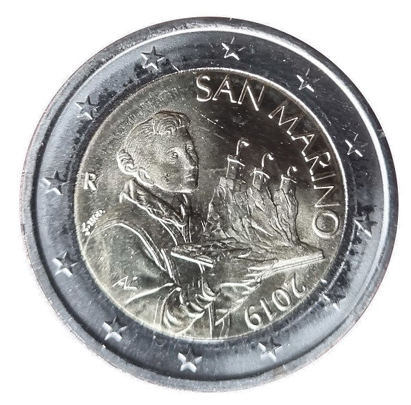 San Marino 2 Euro Gedenkmünze - Heiliger Marinus 2019 in Münzkapsel
