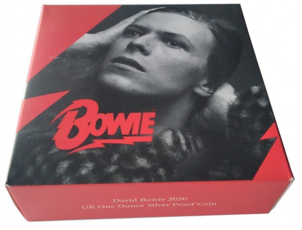 1 Oz Silber David Bowie Musiklegenden 2020 Polierte Platte - 2 Pounds Großbritannien