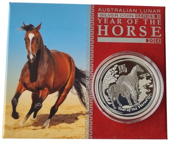 Australien 1/2 Oz Silber Lunar II Pferd 2014 PP Polierte Platte im Etui