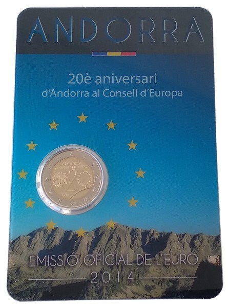 Andorra 2 Euro Gedenkmünze - 20. Jahrestag Beitritt zum Europarat 2014 in Coincard