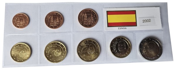 Spanien 3,88 Euro Kursmünzensatz 2002 lose Bankfrisch