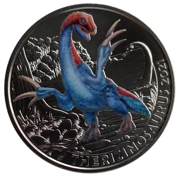 3 Euro Therizinosaurus 2021 - Dino-Taler-Serie aus Österreich Dinosaurier