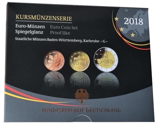 BRD: 5,88 Euro Kursmünzensatz 2018 G Spiegelglanz - Original Blisterverpackung
