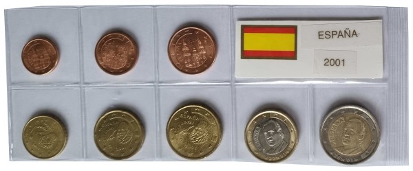 Spanien 3,88 Euro Kursmünzensatz 2001 lose Bankfrisch