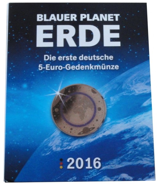 SONDERANGEBOT ! MDM Blister mit 5 x 5 Euro Blauer Planet Erde 2016 ADFGJ Stempelglanz