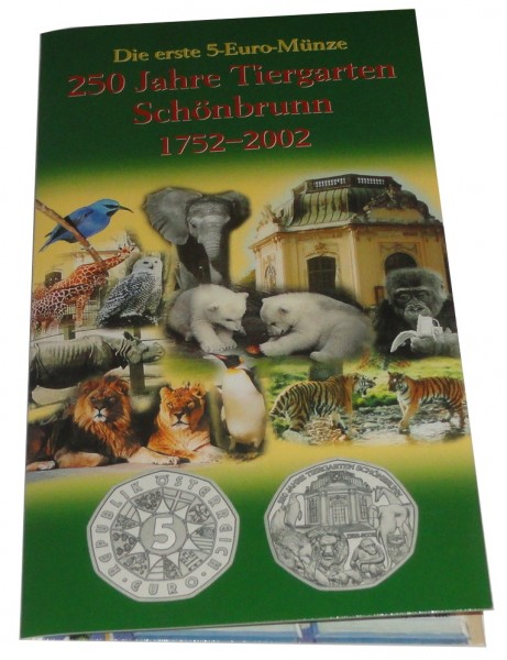 Österreich 5 Euro Silbermünze Tiergarten Schönbrunn 2002 im Blister