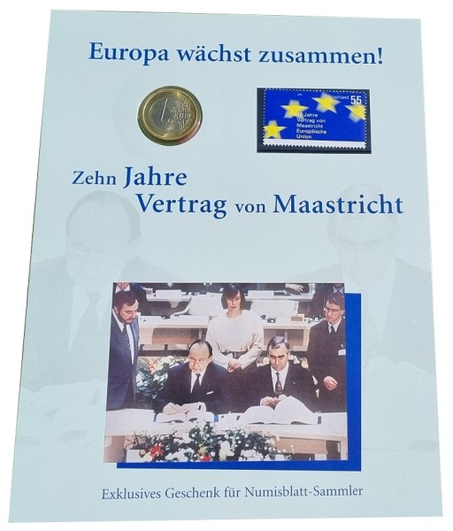 1 Euro 2003 - 10 Jahre Vertrag von Maastricht Numisbrief Deutsche Post