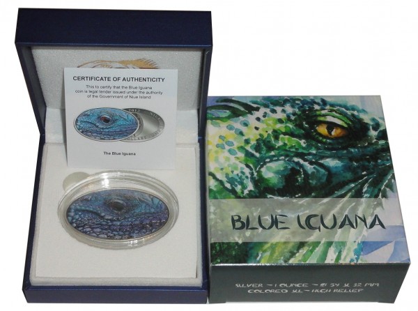 Niue 2 Dollar 1 Oz Silber Blue Iguana – XL-Ultra-High-Relief 2012