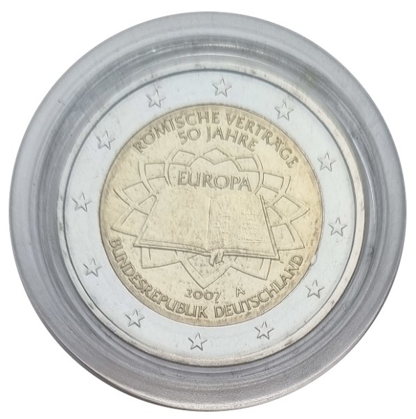 Deutschland 2 Euro Gedenkmünze - Römische Verträge 2007 A in Münzkapsel