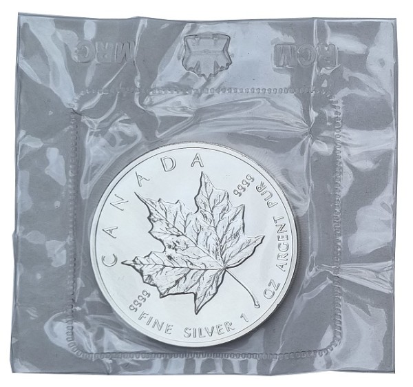 1 Oz Silber Maple Leaf 1989 Canada 5 Dollars Anlagemünze - Original Folie verschweist