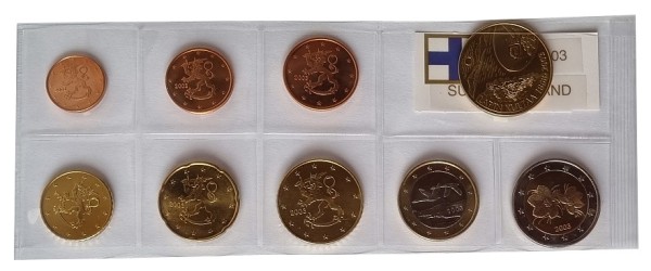 Finnland 3,88 Euro Kursmünzensatz 2003 lose Bankfrisch mit Medaille