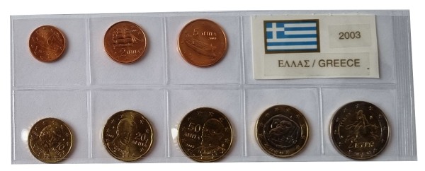 Griechenland 3,88 Euro Kursmünzensatz 2003 lose Bankfrisch