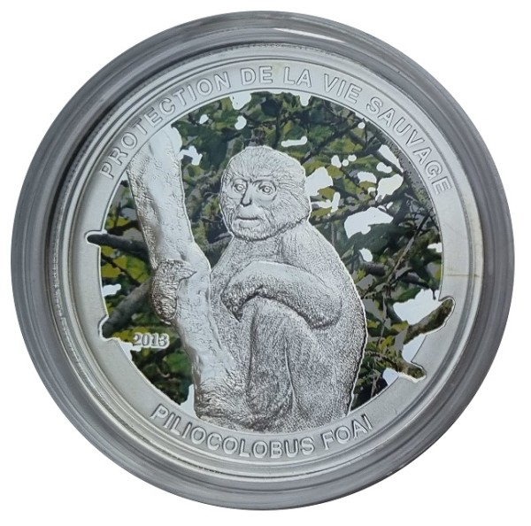 Zentralafrikanische Republik 1000 Francs Silber Affe 2013 Polierte Platte in Münzkapsel