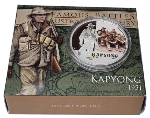 Australien 1 Oz Silber Battle of Kapyong 2012 Polierte Platte
