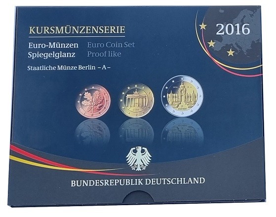 BRD: 5,88 Euro Kursmünzensatz 2016 A Spiegelglanz - Original Blisterverpackung