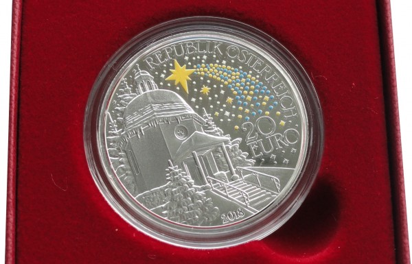 Österreich 20 Euro Silbermünze 200 Jahre Stille Nacht 2018 Polierte Platte