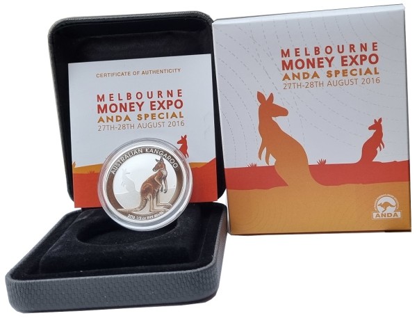 Australien 1/2 Oz Silber Känguru 2016 Farbe - Money Expo Anda Special Melbourne