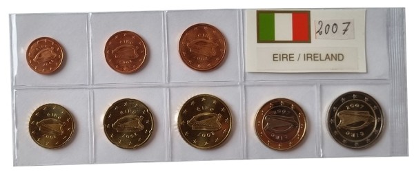 Irland 3,88 Euro Kursmünzensatz 2007 lose Bankfrisch