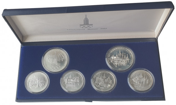 40 Rubel Silbermünzen - Satz Olympiade 1980 Moskau im Etui