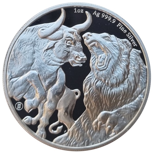 Tokelau Bull und Bär 2022 - 5 Dollars 1 Oz Silber Anlagemünze