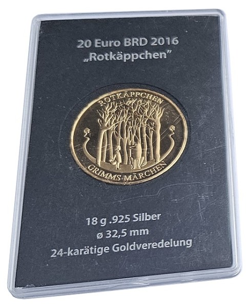 20 Euro Silber Rotkäppchen (Grimms Märchen) 2016 Stempelglanz - vergoldet