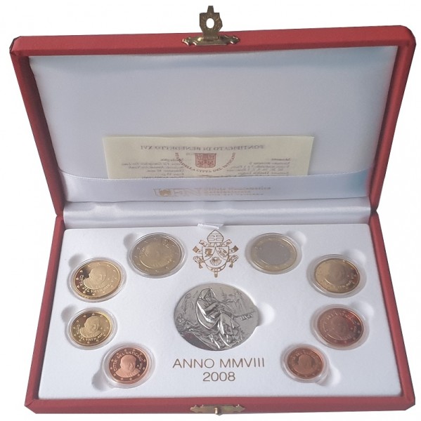 Vatikan 3,88 Euro 2008 PP. KMS Papst Benedikt mit Silbermedaille