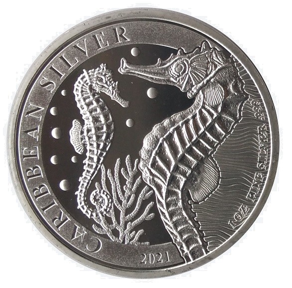 1 Oz Silber Seepferdchen 2021 - Anlagemünze aus Barbados