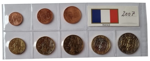 Frankreich 3,88 Euro Kursmünzensatz 2007 lose Bankfrisch
