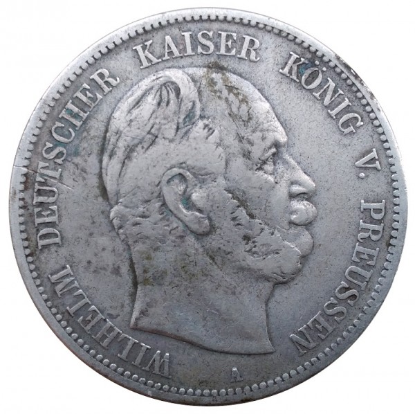 Deutsches Kaiserreich 5 Mark Silber Wilhelm Deutscher Kaiser König von Preußen 1874 A