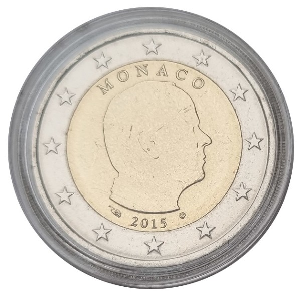 Monaco 2 Euro Gedenkmünze - Fürst Albert II 2015 Bankfrisch in Münzkapsel