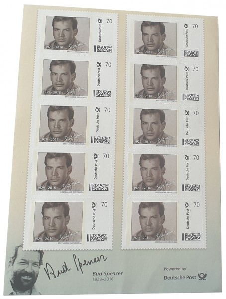 Bud Spencer Briefmarken 10 x 70 Cent Briefmarkenbogen Limited Edition nur 10.000 Stück !