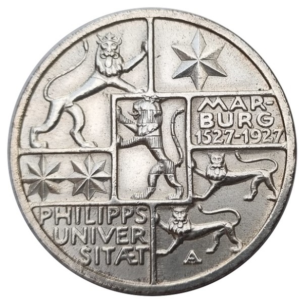 Deutsches Reich 3 Reichsmark Silber 400 Jahre Universität Marburg 1927 A