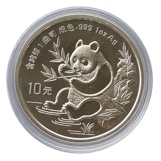 China 10 Yuan 1 Oz Silber Panda 1991 in Münzkapsel