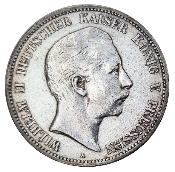 Deutsches Kaiserreich 5 Mark Silber Wilhelm II König von Preussen 1907 A