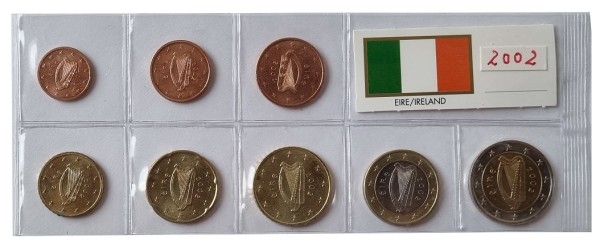 Irland 3,88 Euro Kursmünzensatz 2002 lose Bankfrisch
