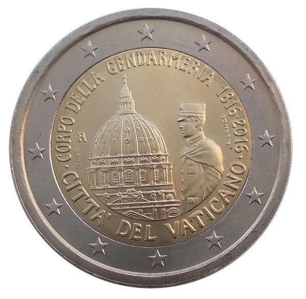 Vatikan 2 Euro Gedenkmünze Vatikanische Gendarmerie Korps 2016 in Münzkapsel