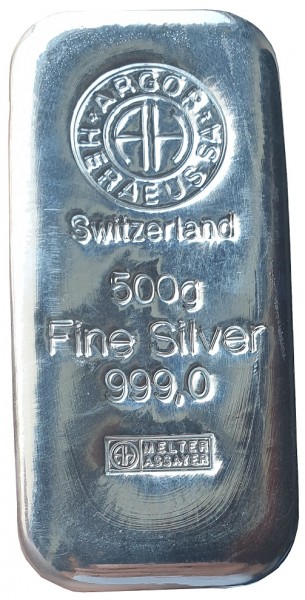 500 gr Silberbarren Argor Heraeus Switzerland