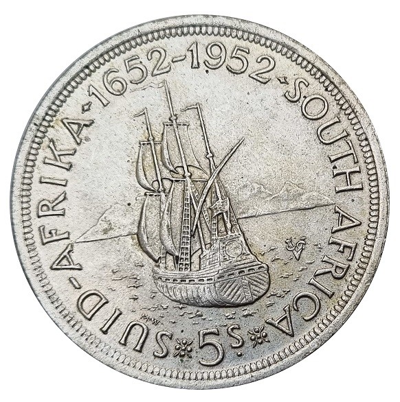 Südafrika 5 Shilling Silbermünze 300. Jahrestag - Gründung von Kapstadt 1952 - König George VI.