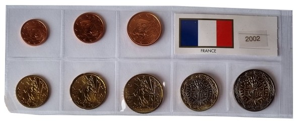 Frankreich 3,88 Euro Kursmünzensatz 2002 lose Bankfrisch