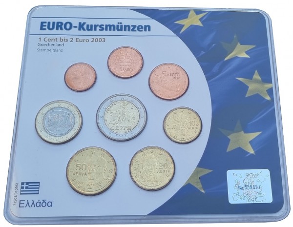 Griechenland 3,88 Euro Kursmünzensatz 2003 Bankfrisch im Blister