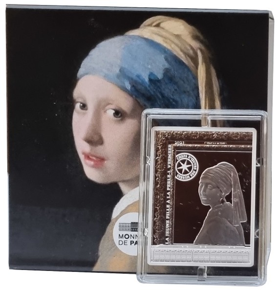 10 Euro Silber - Das Mädchen mit dem Perlenohrring von Vermeer - Frankreich 2021 Proof Finish im Etu