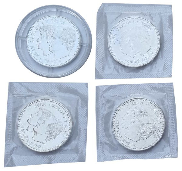 Spanien 4 x 12 Euro Silbermünzen