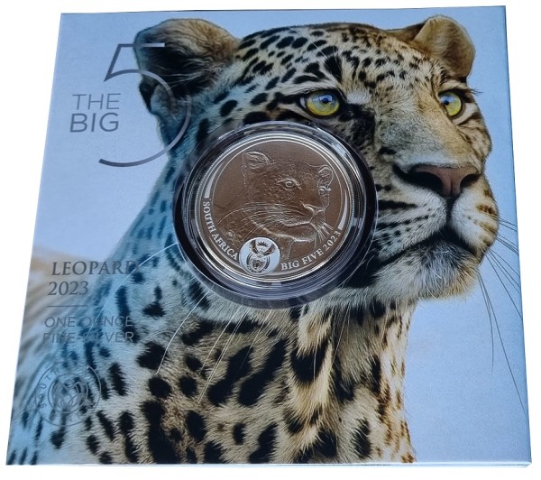 Südafrika 1 Oz Silber Leopard 2023 Big Five Serie II Blisterkarte nur 20.000 Stück !