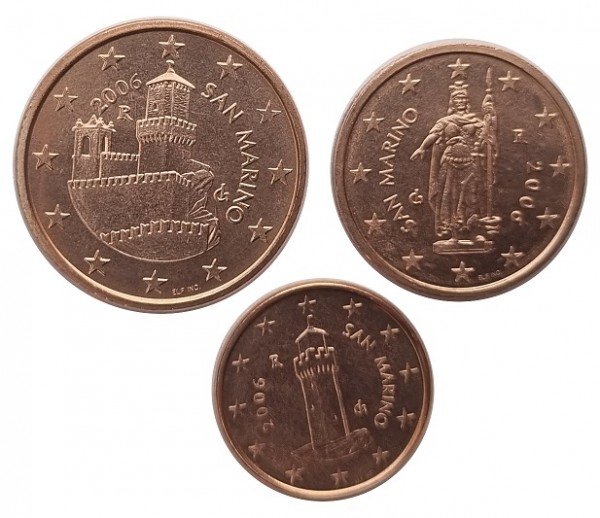 San Marino 5 Cent 2 Cent und 1 Cent 2006 Bankfrisch