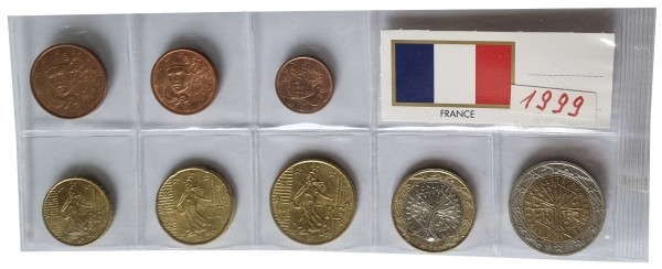 Frankreich 3,88 Euro Kursmünzensatz 1999 lose Bankfrisch
