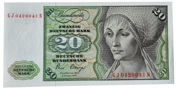 20 DM Banknote - Geldschein 1980 Top Erhaltung
