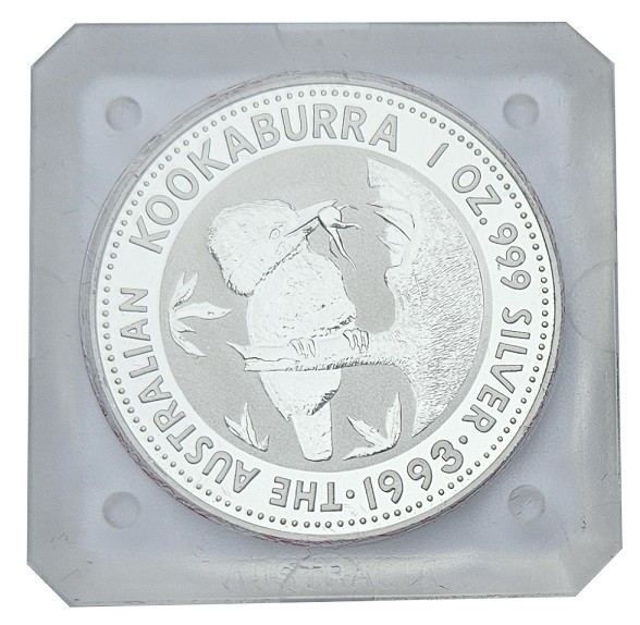 Australien 1 Oz Silber Kookaburra 1993 - Original eckige Münzkapsel