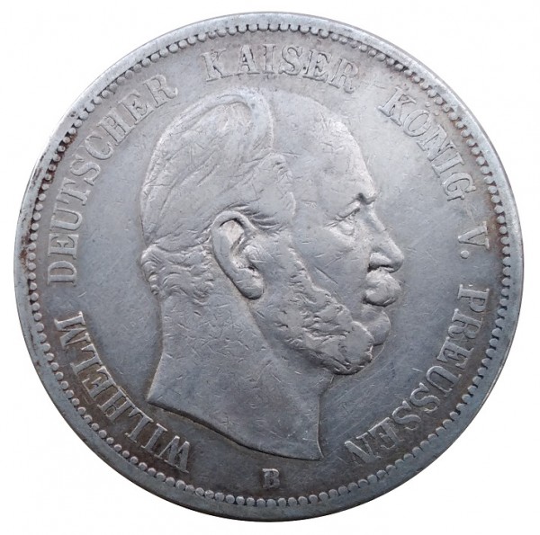 Deutsches Kaiserreich 5 Mark Silber Wilhelm König von Preussen 1875 B
